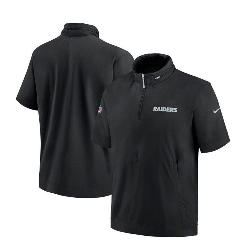 Nike LV Raiders Sideline Coach NFL 1/2-Zip Short-Sleeve Hooded Jacket Men's Sm